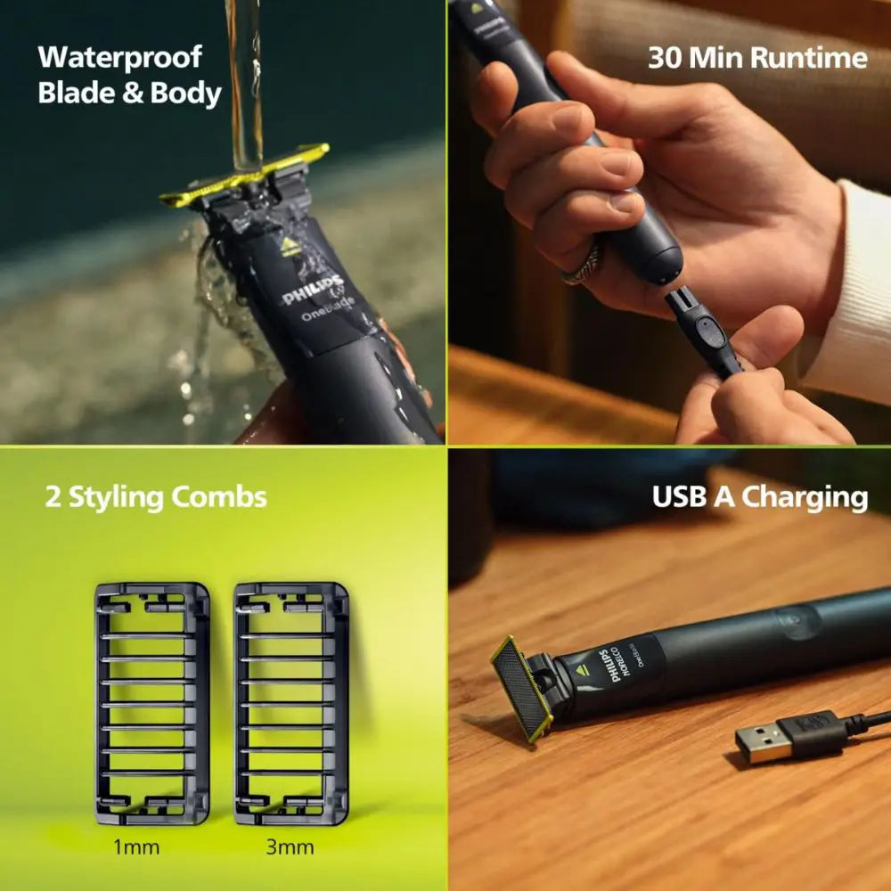 Philips OneBlade QP1424/10 Trimmer & Shaver – Waterproof Rechargeable Beard Styler UAE