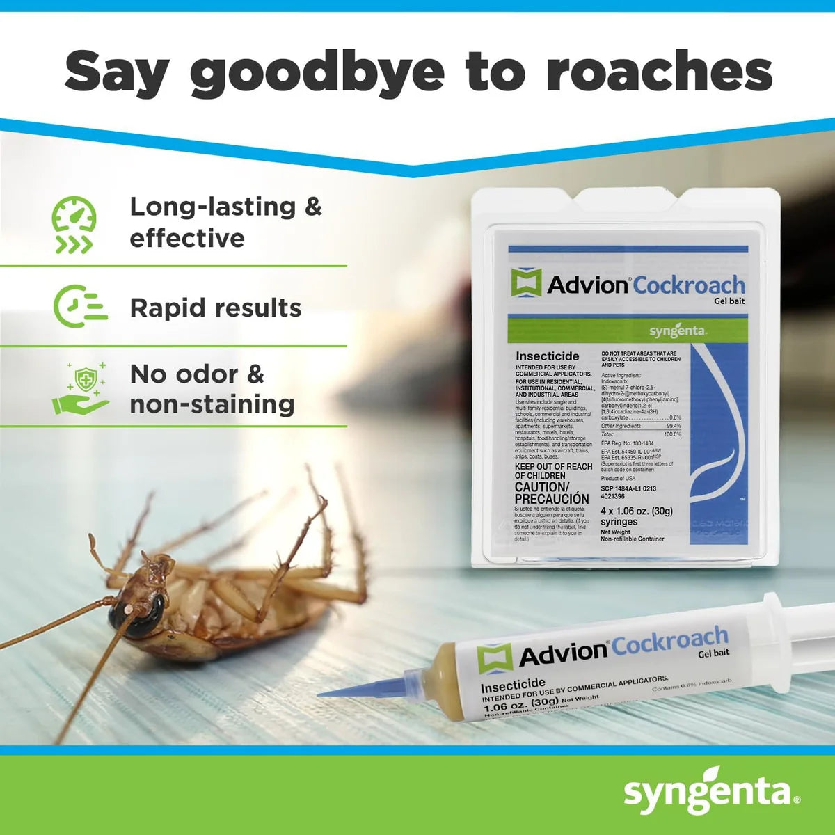 Advion Cockroach Gel Bait – Powerful Roach Killer for Fast & Long-Lasting Control