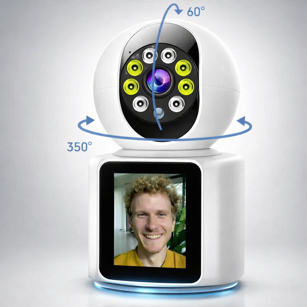 Smart WiFi Video Calling Camera with Screen – 360° Pan Tilt HD Home Security Camera
